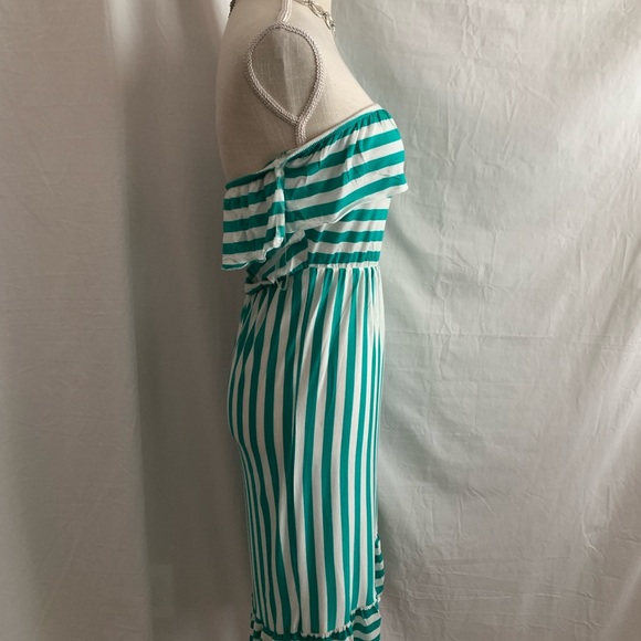 NWOT Women’s Knee Length Jade and White Striped Dress Large - Picture 4 of 10